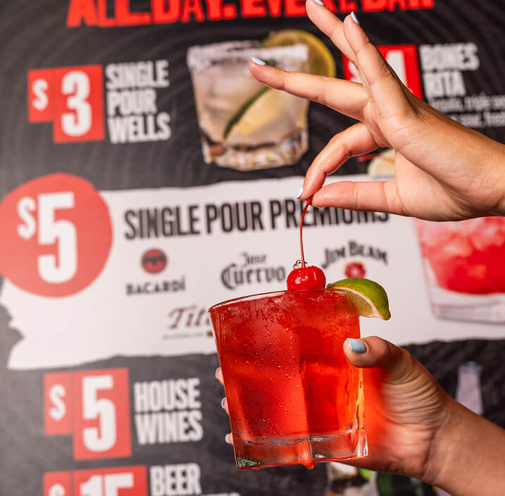 Premium cocktails at Happy Hour at Smokey Bones